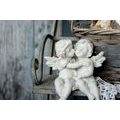 CANVAS PRINT STATUES OF ANGELS ON A BENCH - PICTURES OF ANGELS - PICTURES