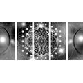 5-PIECE CANVAS PRINT CHARMING MANDALA IN BLACK AND WHITE - BLACK AND WHITE PICTURES - PICTURES