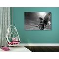 CANVAS PRINT BEAUTIFUL BLACK AND WHITE ANGEL IN THE SKY - BLACK AND WHITE PICTURES - PICTURES