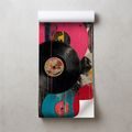 SAMOLEPILNA TAPETA PISANE RETRO VINILNE PLOŠČE - GLASBENE FOTOTAPETE - TAPETE