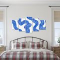 TABLEAU EN 5 PARTIES – LIGNES ONDULÉES BLEUES - IMAGES FORMES ABSTRAITES - TABLEAUX