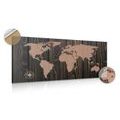 DECORATIVE PINBOARD MAP WITH A COMPASS ON WOOD - PICTURES ON CORK - PICTURES