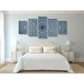 5-TEILIGES WANDBILD DUNKELBLAUE MANDALA-BLUME - BILDER MIT FENG SHUI-MOTIVEN - BILDER