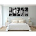 5-PIECE CANVAS PRINT ETHNO COUPLE IN LOVE IN BLACK AND WHITE - BLACK AND WHITE PICTURES - PICTURES