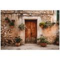 FOTOTAPETE RUSTIKALE MEDITERRANE FASSADE MIT BLUMEN - TAPETEN VON STÄDTEN - TAPETEN