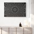 CANVAS PRINT ORIENTAL MANDALA IN BLACK AND WHITE - BLACK AND WHITE PICTURES - PICTURES