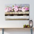 WANDBILD BLUMEN IN EINER HOLZKISTE OHNE HERZ - VINTAGE- UND RETRO-BILDER - BILDER