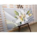 CANVAS PRINT WHITE LILY ON AN INTERESTING BACKGROUND - PICTURES FLOWERS - PICTURES