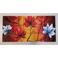 5-PIECE CANVAS PRINT FLOWERS IN ETHNO STYLE - PICTURES FLOWERS - PICTURES