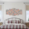 TABLEAU EN 5 PARTIES – MOTIF FLORAL AUX FEUILLES - TABLEAUX DE FLEURS - TABLEAUX