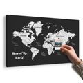 OBRAZ NA KORKU ČERNOBÍLÁ JEDINEČNÁ MAPA SVĚTA - OBRAZY NA KORKU - OBRAZY