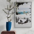 POSTER HOLZHAUS UND SCHNEEBEDECKTE KIEFERN - NATUR - POSTER