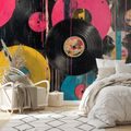 SAMOLEPILNA TAPETA PISANE RETRO VINILNE PLOŠČE - GLASBENE FOTOTAPETE - TAPETE