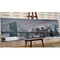 CANVAS PRINT ENCHANTING BROOKLYN BRIDGE IN BLACK AND WHITE - BLACK AND WHITE PICTURES - PICTURES