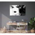 CANVAS PRINT FASHIONABLE FEMALE PORTRAIT IN BLACK AND WHITE - BLACK AND WHITE PICTURES - PICTURES