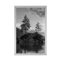 FRAMED POSTER BLACK AND WHITE MOUNTAIN LANDSCAPE BY THE LAKE - BLACK AND WHITE - POSTERS