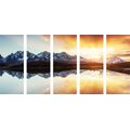 5-PIECE CANVAS PRINT DAZZLING SUNSET OVER A MOUNTAIN LAKE - PICTURES OF NATURE AND LANDSCAPE - PICTURES