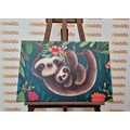 CANVAS PRINT CUTE SLOTHS - CHILDRENS PICTURES - PICTURES