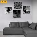 CANVAS PRINT SET FENG SHUI HARMONY IN BLACK AND WHITE - SET OF PICTURES - PICTURES