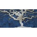 IMPRESSION SUR TOILE ARBRE ABSTRAIT SUR BOIS AVEC CONTRASTE BLEU - IMPRESSIONS SUR TOILE ARBRES ET FEUILLES - IMPRESSION SUR TOILE