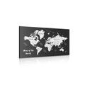 CANVAS PRINT BLACK AND WHITE UNIQUE WORLD MAP - PICTURES OF MAPS - PICTURES