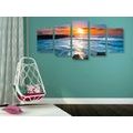 5-PIECE CANVAS PRINT ROMANTIC SUNSET - PICTURES OF NATURE AND LANDSCAPE - PICTURES