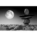 WALLPAPER STONES IN BLACK AND WHITE MOONLIGHT - BLACK AND WHITE WALLPAPERS - WALLPAPERS