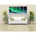 5-PIECE CANVAS PRINT NORTHERN LIGHTS IN THE SKY - PICTURES OF SPACE AND STARS{% if product.category.pathNames[0] != product.category.name %} - PICTURES{% endif %}