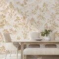 TAPETA BÉŽOVO ZLATÁ ORIENTÁLNÍ KRAJINA S PAGODAMI - TAPETY FENG SHUI - TAPETY
