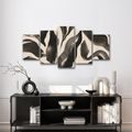 TABLEAU EN 5 PARTIES – COUPS DE PINCEAU ABSTRAITS - IMAGES FORMES ABSTRAITES - TABLEAUX
