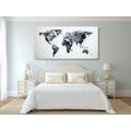 DECORATIVE PINBOARD POLYGONAL MAP OF THE WORLD IN BLACK AND WHITE - PICTURES ON CORK - PICTURES