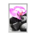 POSTER BEAUTIFUL INTERPLAY OF STONES AND ORCHIDS - FENG SHUI - POSTERS