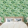 TAPETA ZELENÉ GEOMETRICKÉ OBLOUKY - VZOROVANÉ TAPETY - TAPETY