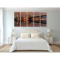 5-PIECE CANVAS PRINT REFLECTION OF MANHATTAN IN THE WATER - PICTURES OF CITIES - PICTURES