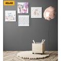 CANVAS PRINT SET FOR CHILDREN IN PASTEL COLORS - SET OF PICTURES - PICTURES