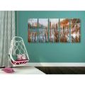 5-PIECE CANVAS PRINT RIVER AMIDST AUTUMN NATURE - PICTURES OF NATURE AND LANDSCAPE - PICTURES