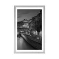 POSTER WITH MOUNT EMBANKMENT OF PARIS IN BLACK AND WHITE - BLACK AND WHITE - POSTERS