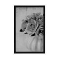 POSTER ROSES IN A VASE IN BLACK AND WHITE - BLACK AND WHITE - POSTERS