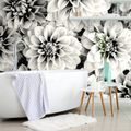 SELF ADHESIVE WALL MURAL DAHLIA FLOWERS IN BLACK AND WHITE - SELF-ADHESIVE WALLPAPERS - WALLPAPERS