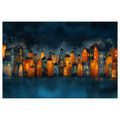 OBRAZ VÁNOČNÍ NOČNÍ MĚSTO - BAREVNÉ DOMY - OBRAZY