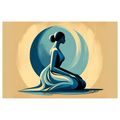 WANDBILD MEDITIERENDE FRAU IN BLAU - WANDBILDER FRAUEN - BILDER