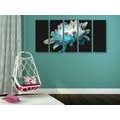 5-PIECE CANVAS PRINT DAISY ON A BLACK BACKGROUND - PICTURES FLOWERS - PICTURES