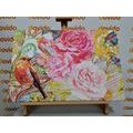 QUADRO DI UN UCCELLINO CON FIORI IN STILE VINTAGE - QUADRI VINTAGE E RETRÒ - QUADRI