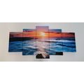 5-PIECE CANVAS PRINT SUN OVER THE SEA - PICTURES OF NATURE AND LANDSCAPE - PICTURES