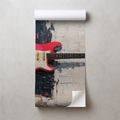 SELBSTKLEBENDE FOTOTAPETE ROTE E-GITARRE AUF ABSTRAKTEM HINTERGRUND - MUSIK FOTOTAPETEN - TAPETEN