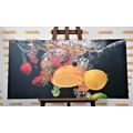 CANVAS PRINT FRUIT FALLING INTO WATER - PICTURES OF FOOD AND DRINKS - PICTURES