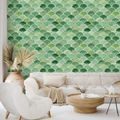 SAMOLEPÍCÍ TAPETA ZELENÉ GEOMETRICKÉ OBLOUKY - VZOROVANÉ TAPETY - TAPETY