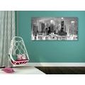 CANVAS PRINT COASTAL CITY IN BLACK AND WHITE - BLACK AND WHITE PICTURES - PICTURES