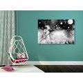 CANVAS PRINT MOON FAIRY IN BLACK AND WHITE - BLACK AND WHITE PICTURES - PICTURES