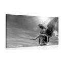 CANVAS PRINT BEAUTIFUL BLACK AND WHITE ANGEL IN THE SKY - BLACK AND WHITE PICTURES - PICTURES